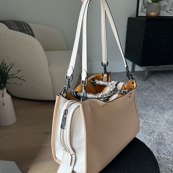 Coach Rouge Beige Tote with Snakeskin Accents - Picture 8 of 17